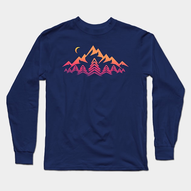 mountain moon landscape sunset Long Sleeve T-Shirt by pholange